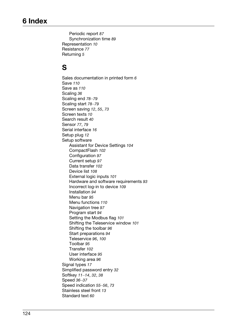 6 index | JUMO 706560 LOGOSCREEN es Operating Manual User Manual | Page 124 / 128