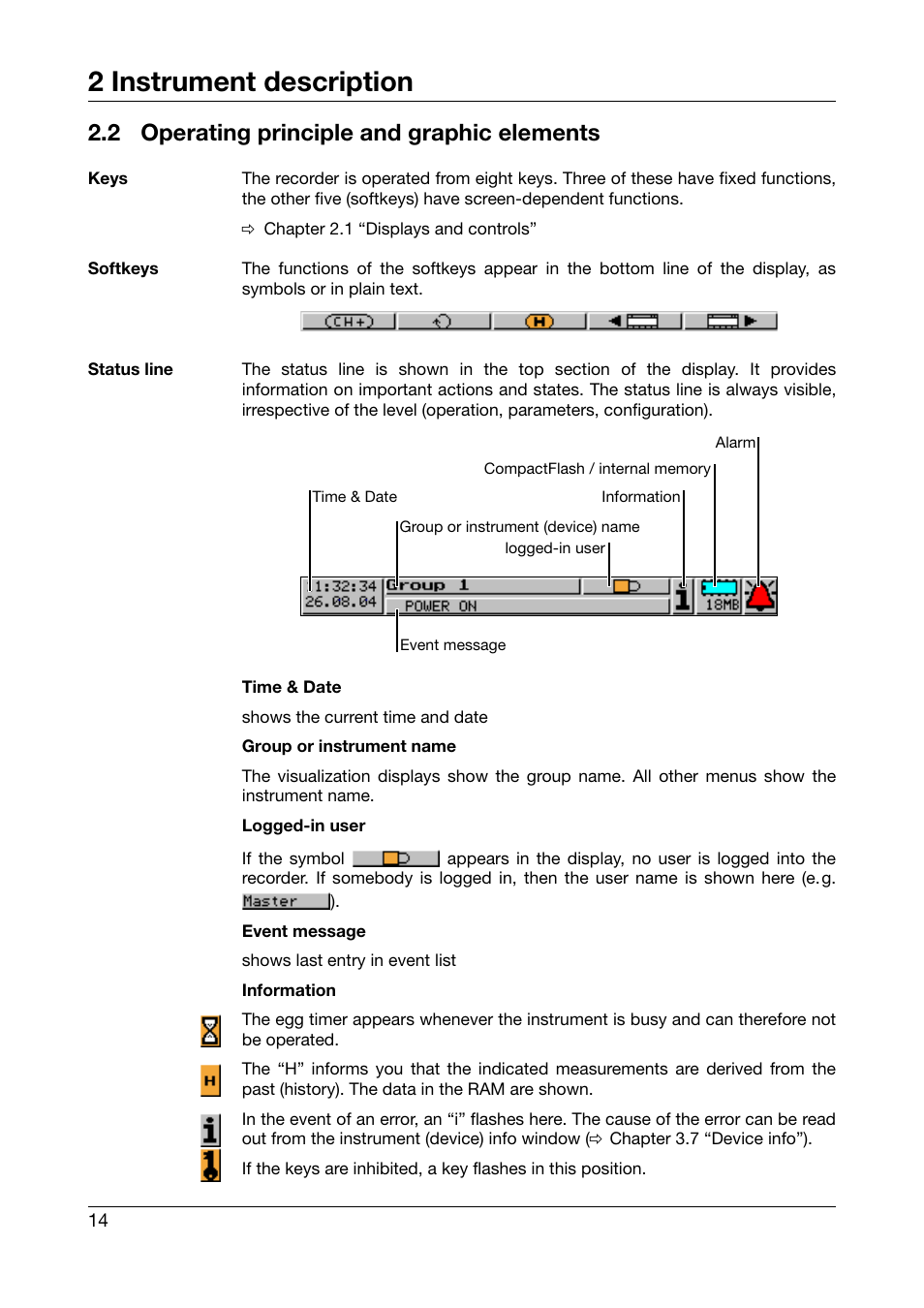 2 operating principle and graphic elements, Operating principle and graphic elements, 2 instrument description | JUMO 706560 LOGOSCREEN es Operating Manual User Manual | Page 14 / 128