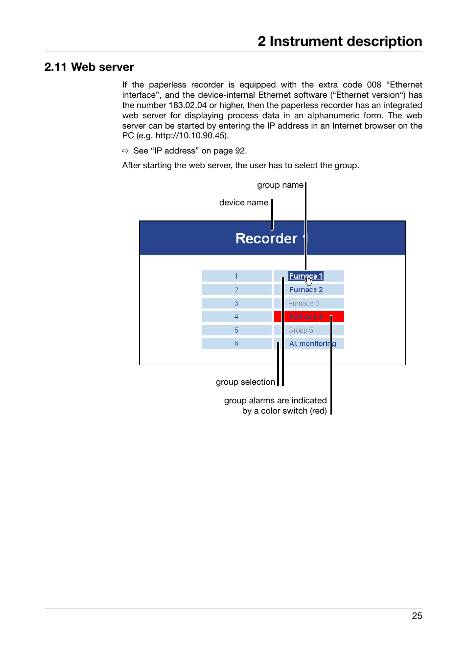11 web server, 2 instrument description | JUMO 706560 LOGOSCREEN es Operating Manual User Manual | Page 25 / 128