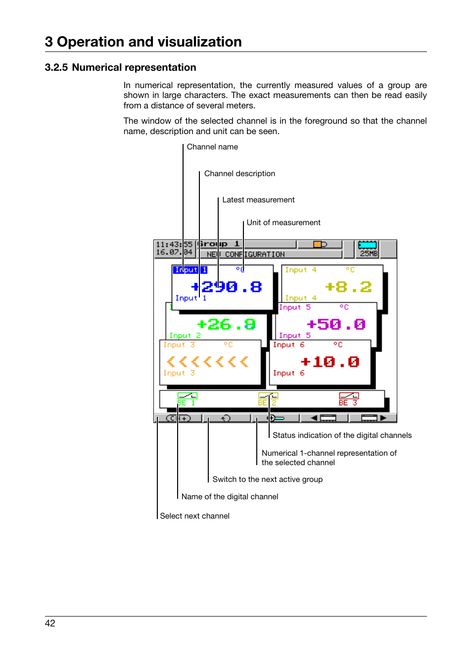 5 numerical representation, 3 operation and visualization | JUMO 706560 LOGOSCREEN es Operating Manual User Manual | Page 42 / 128