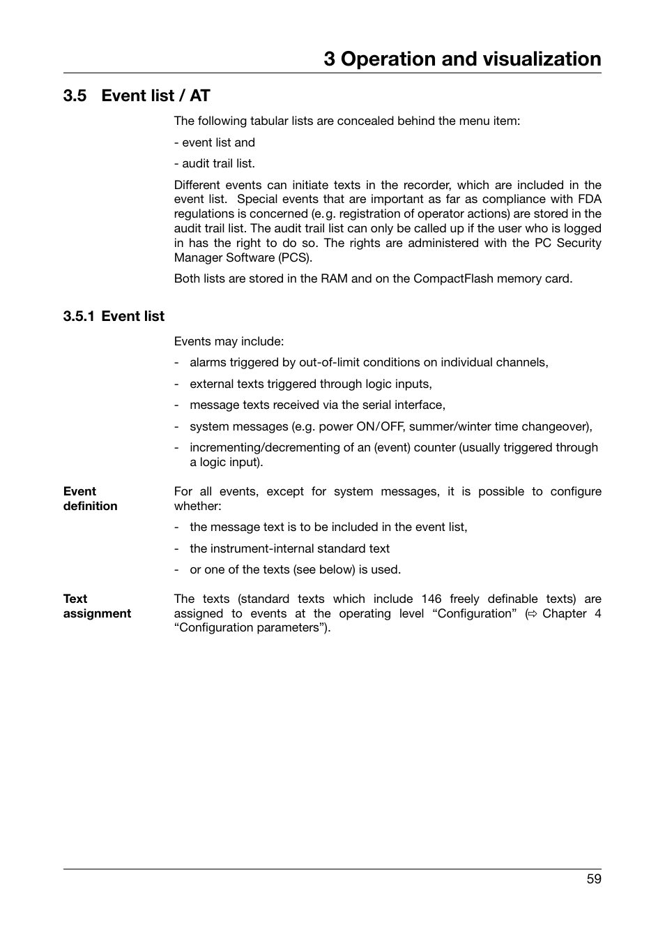 5 event list / at, 1 event list, Event list / at | 3 operation and visualization | JUMO 706560 LOGOSCREEN es Operating Manual User Manual | Page 59 / 128