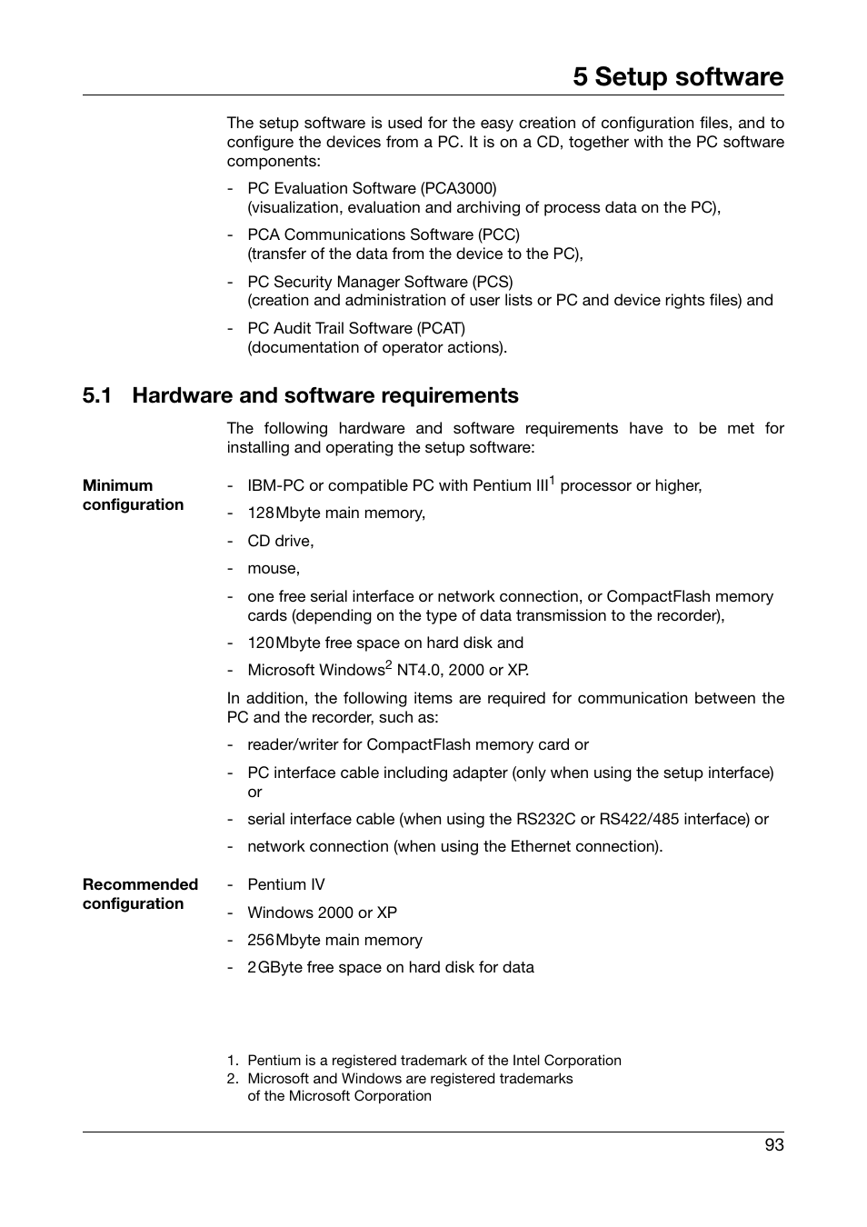 5 setup software, 1 hardware and software requirements, Setup software | Hardware and software requirements | JUMO 706560 LOGOSCREEN es Operating Manual User Manual | Page 93 / 128