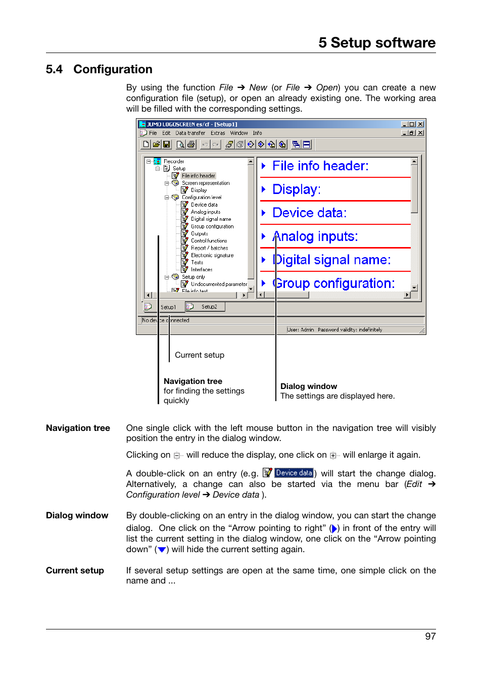 4 configuration, Configuration, 5 setup software | JUMO 706560 LOGOSCREEN es Operating Manual User Manual | Page 97 / 128