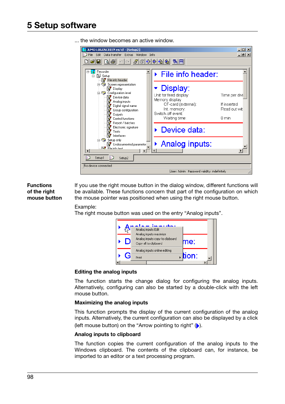 5 setup software | JUMO 706560 LOGOSCREEN es Operating Manual User Manual | Page 98 / 128