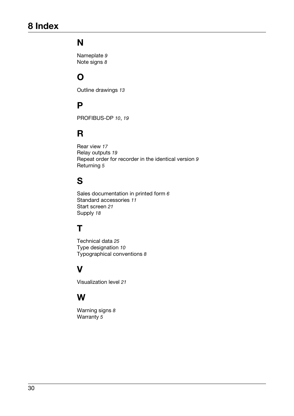8 index | JUMO 706560 LOGOSCREEN es Installation Instructions User Manual | Page 30 / 32