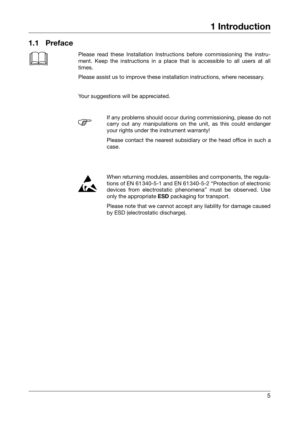 1 introduction, 1 preface, Introduction | Preface | JUMO 706560 LOGOSCREEN es Installation Instructions User Manual | Page 5 / 32