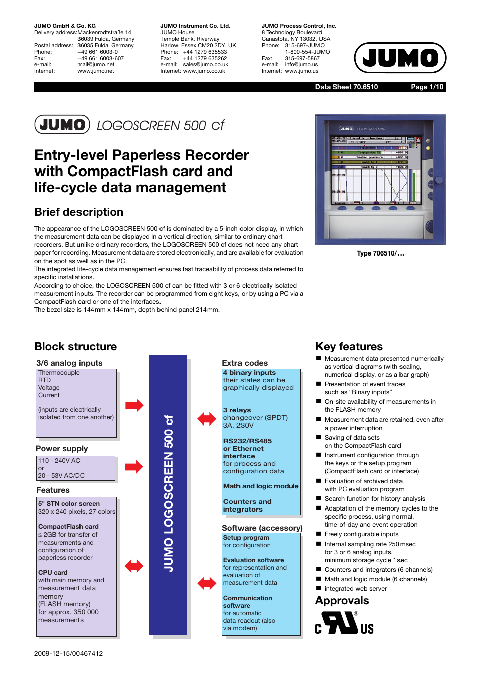 JUMO 706510 LOGOSCREEN 500 cf Data Sheet User Manual | 10 pages