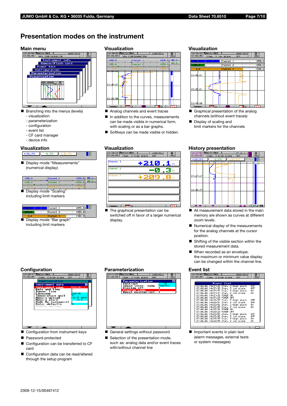 Presentation modes on the instrument | JUMO 706510 LOGOSCREEN 500 cf Data Sheet User Manual | Page 7 / 10