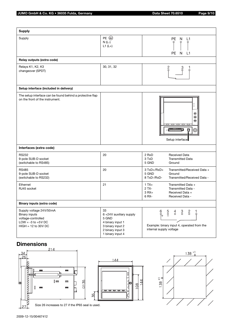 Dimensions | JUMO 706510 LOGOSCREEN 500 cf Data Sheet User Manual | Page 9 / 10