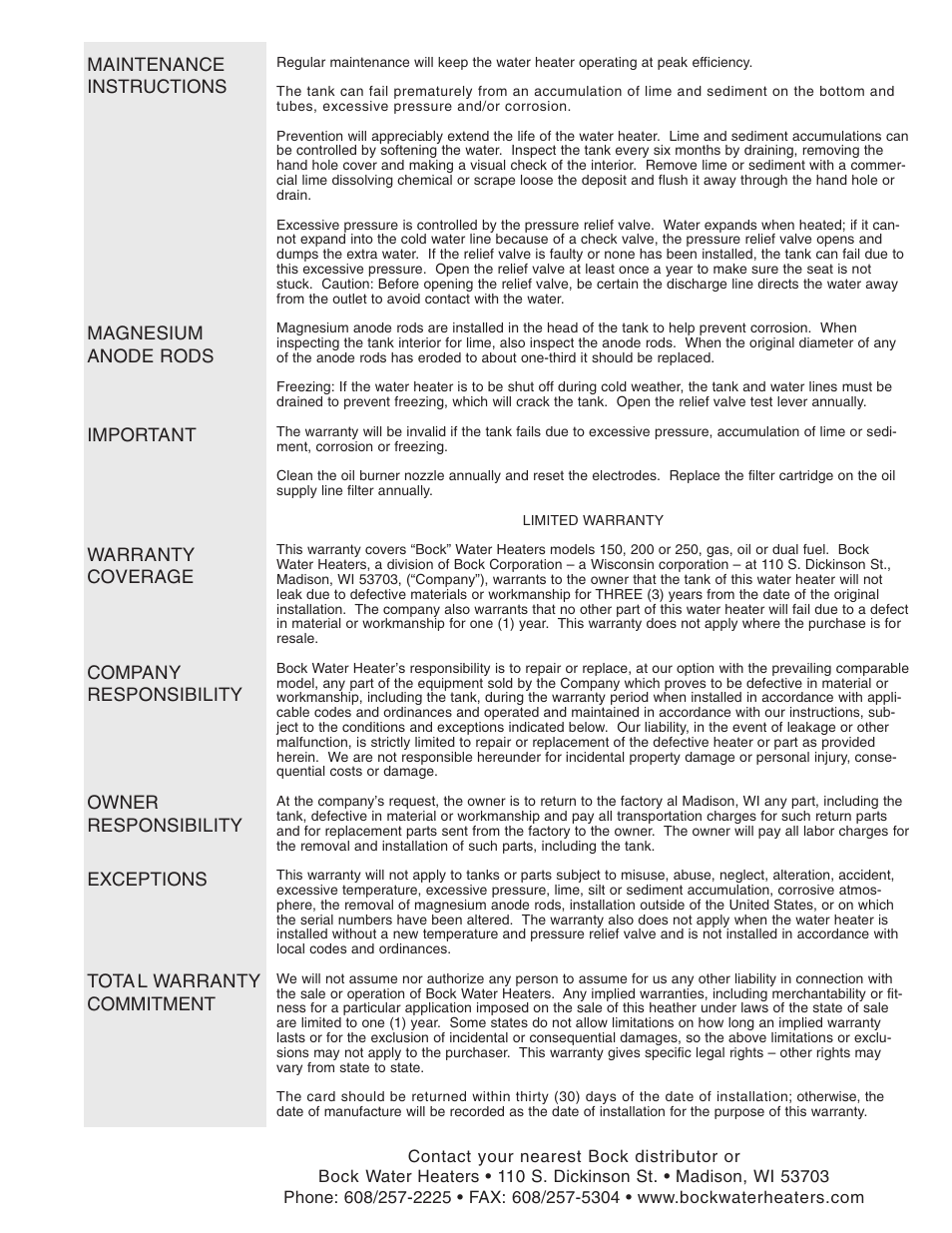 Bock Water heaters 150 User Manual | Page 7 / 8