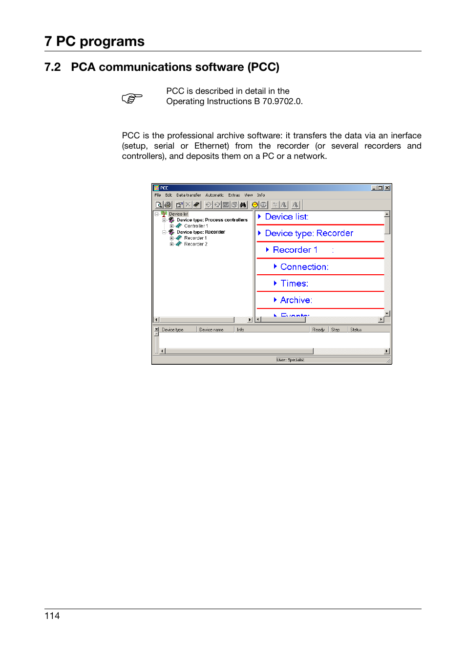 2 pca communications software (pcc), Pca communications software (pcc) | JUMO 706510 LOGOSCREEN 500 cf Operating Manual User Manual | Page 114 / 140