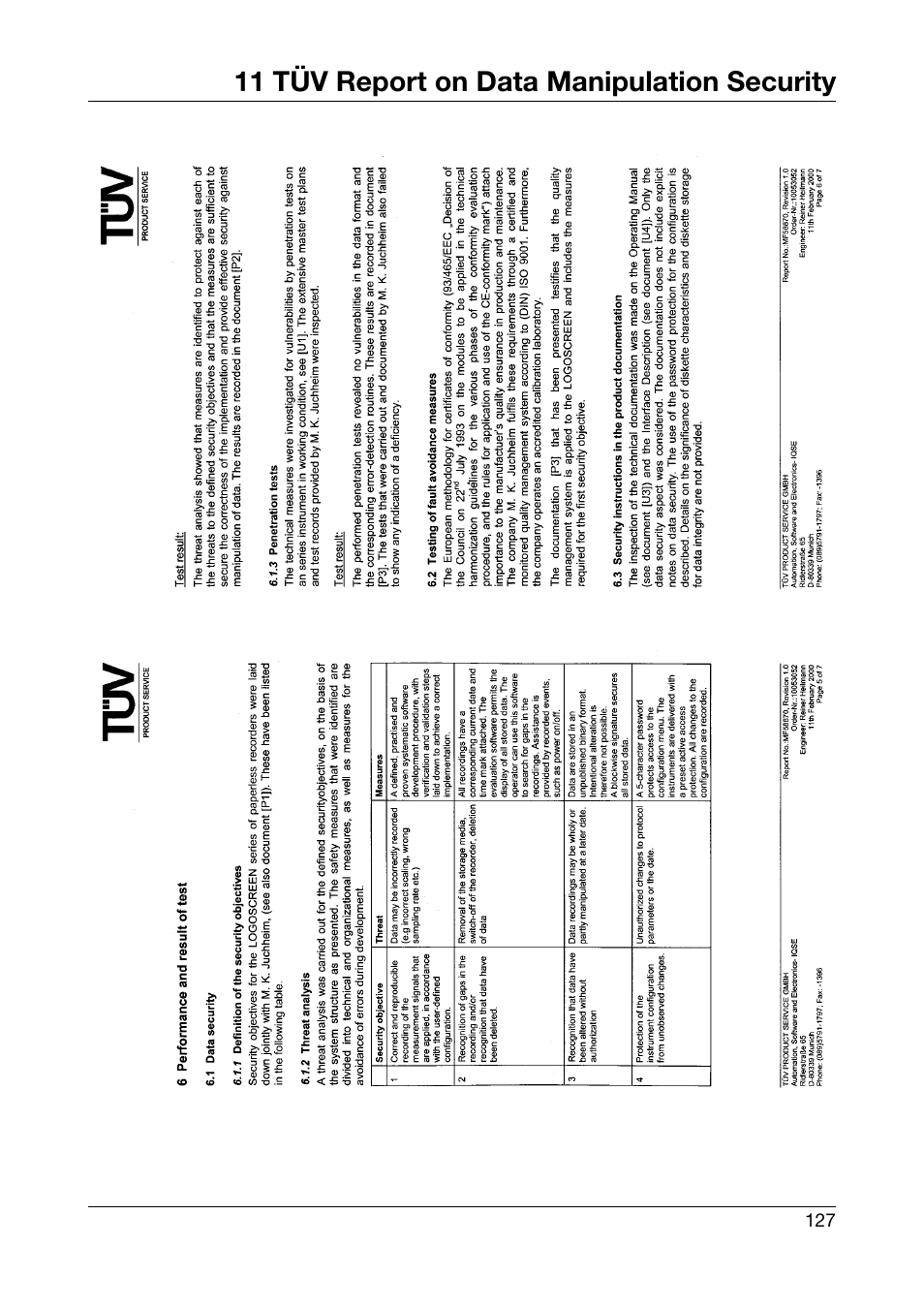 11 tüv report on data manipulation security | JUMO 706510 LOGOSCREEN 500 cf Operating Manual User Manual | Page 127 / 140
