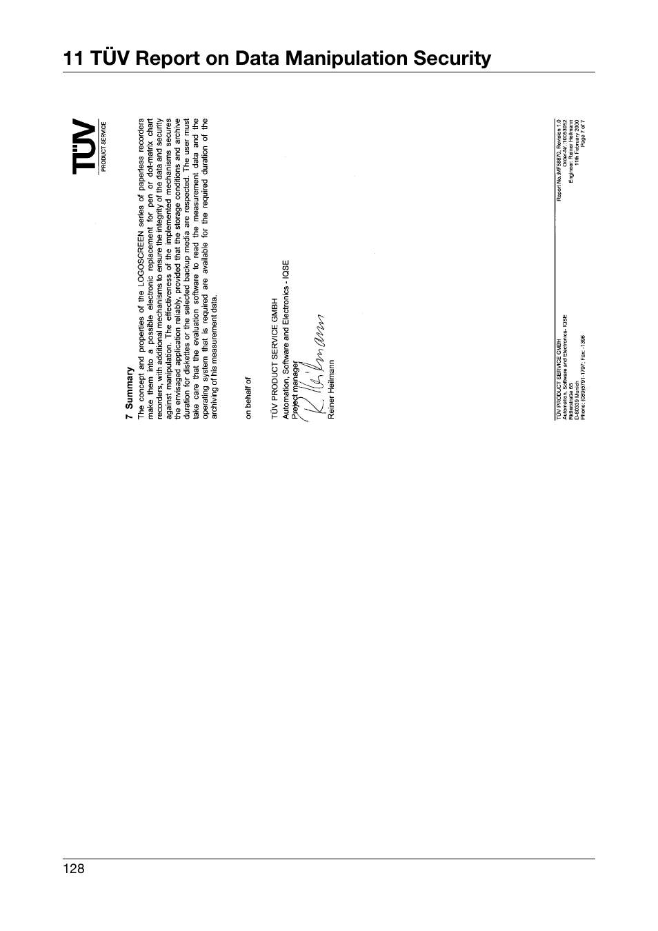 11 tüv report on data manipulation security | JUMO 706510 LOGOSCREEN 500 cf Operating Manual User Manual | Page 128 / 140