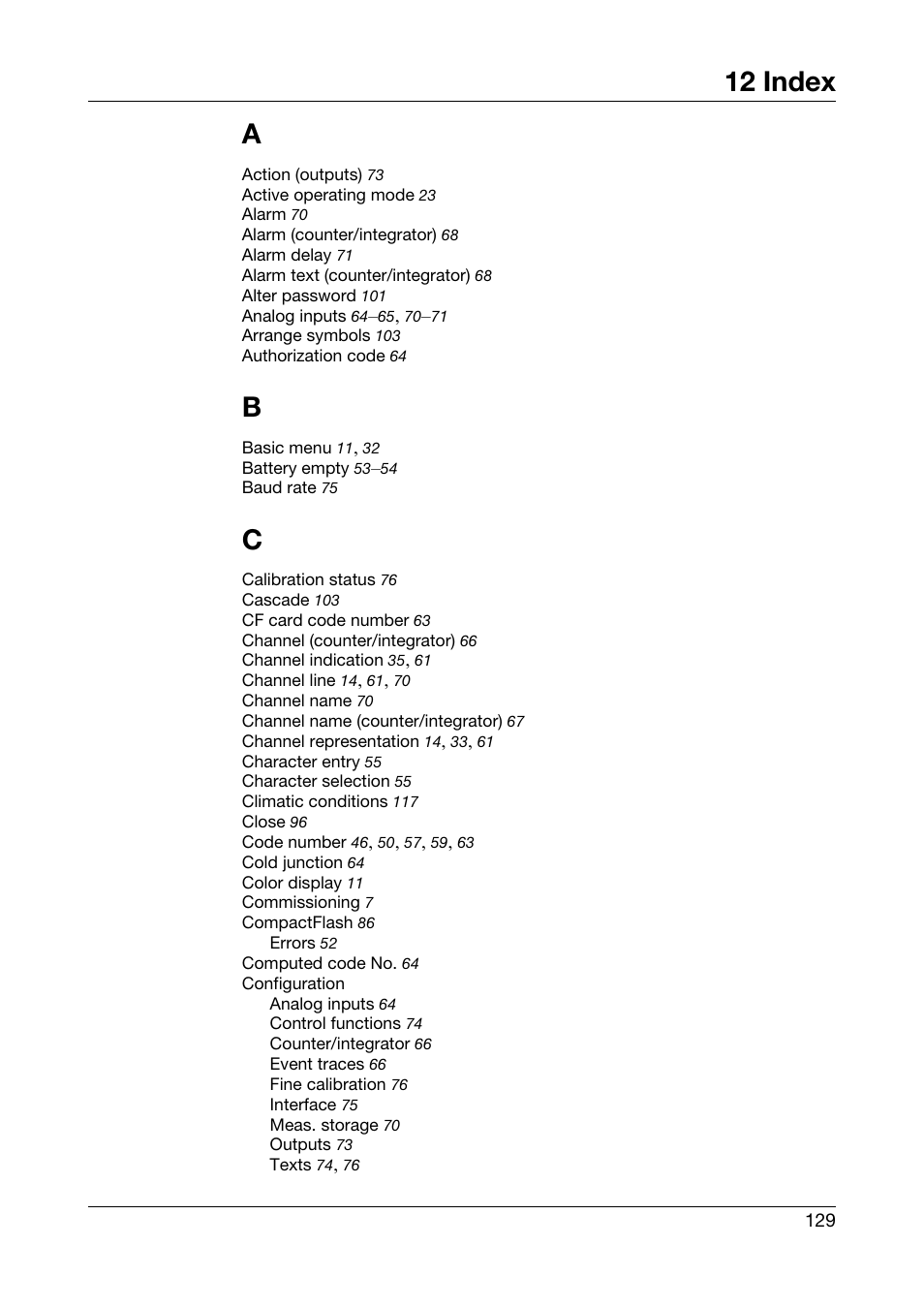 12 index, Index, 12 index a | JUMO 706510 LOGOSCREEN 500 cf Operating Manual User Manual | Page 129 / 140