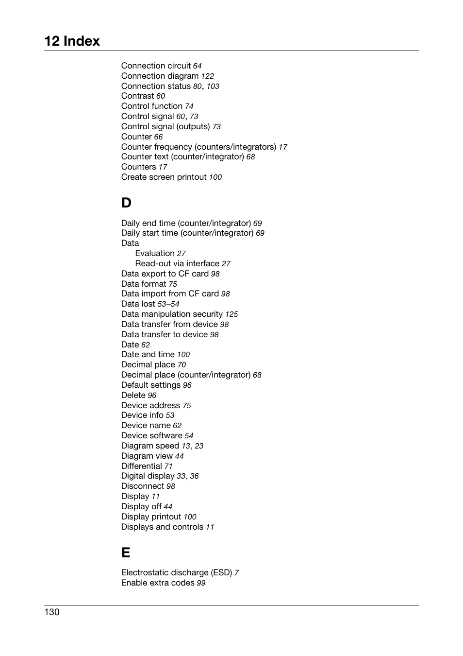 12 index | JUMO 706510 LOGOSCREEN 500 cf Operating Manual User Manual | Page 130 / 140