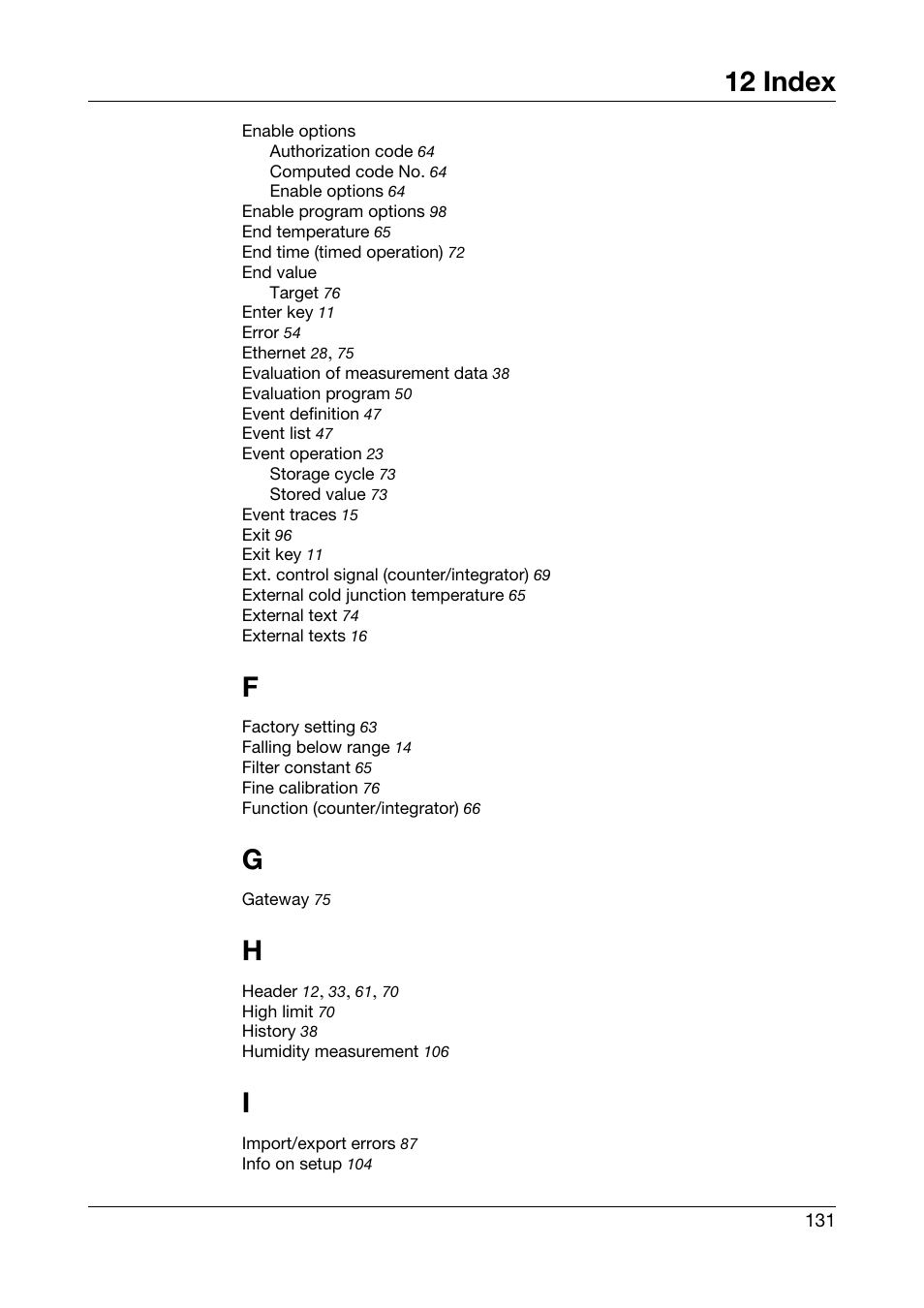 12 index | JUMO 706510 LOGOSCREEN 500 cf Operating Manual User Manual | Page 131 / 140