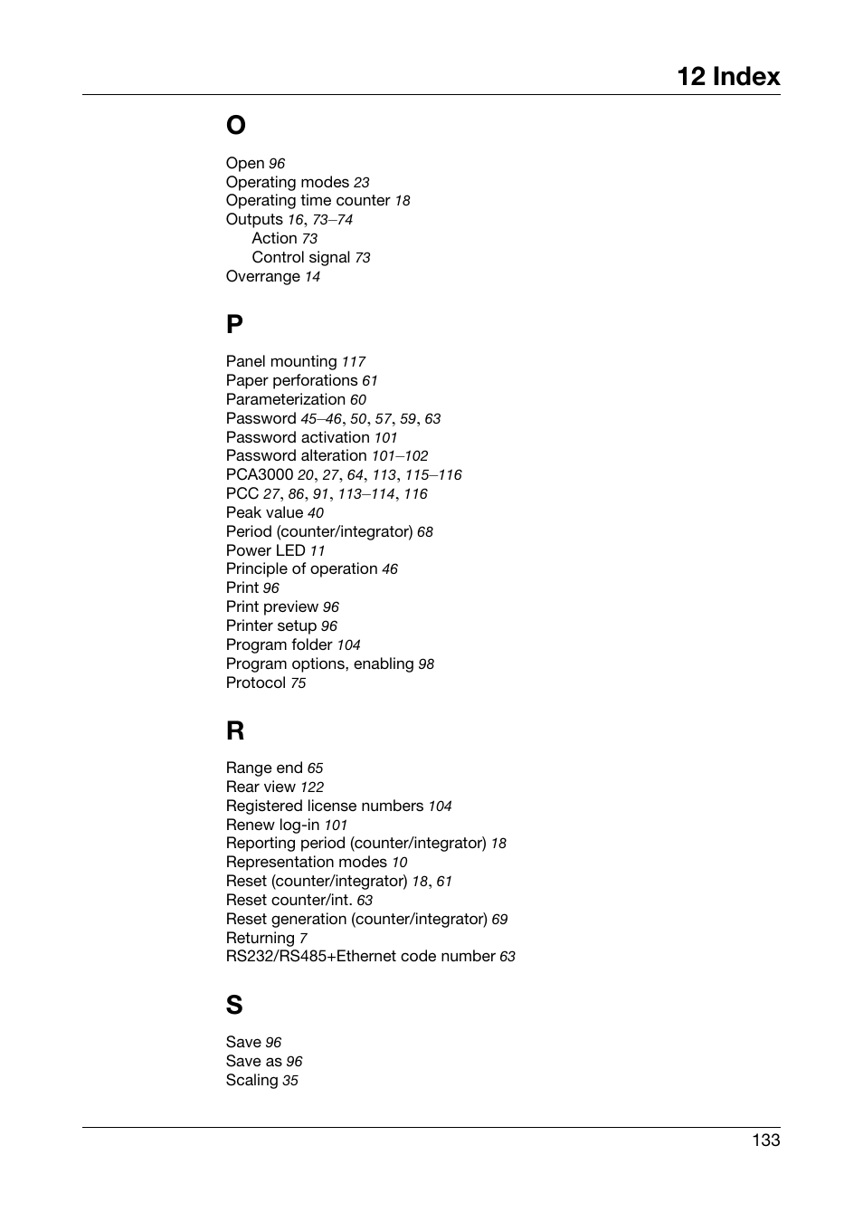 12 index o | JUMO 706510 LOGOSCREEN 500 cf Operating Manual User Manual | Page 133 / 140
