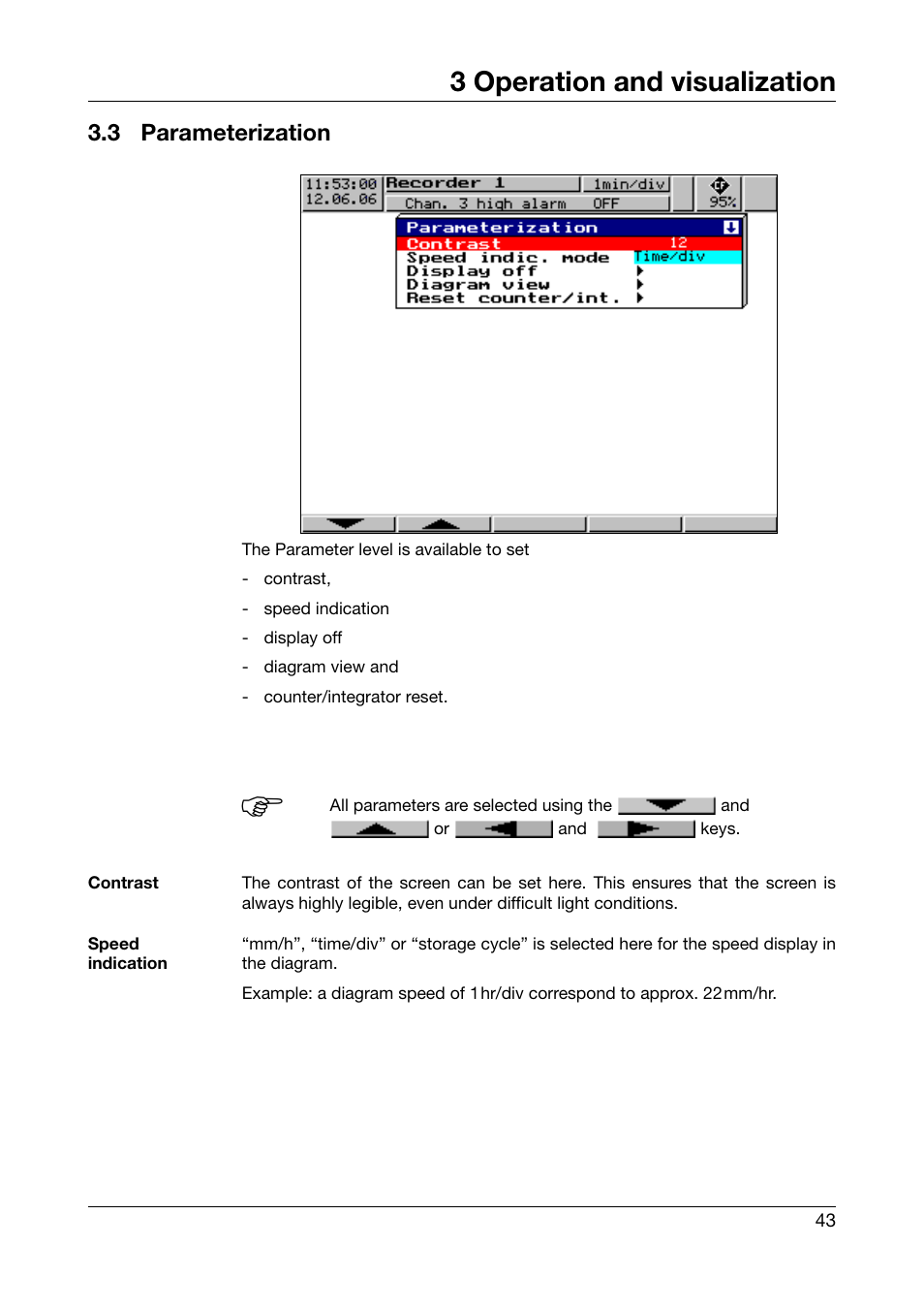 3 parameterization, Parameterization, Chapter 3.3 “parameterization | 3 operation and visualization | JUMO 706510 LOGOSCREEN 500 cf Operating Manual User Manual | Page 43 / 140