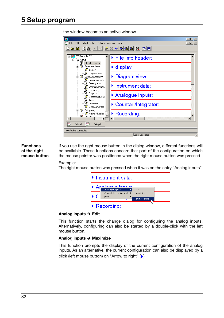 5 setup program | JUMO 706510 LOGOSCREEN 500 cf Operating Manual User Manual | Page 82 / 140