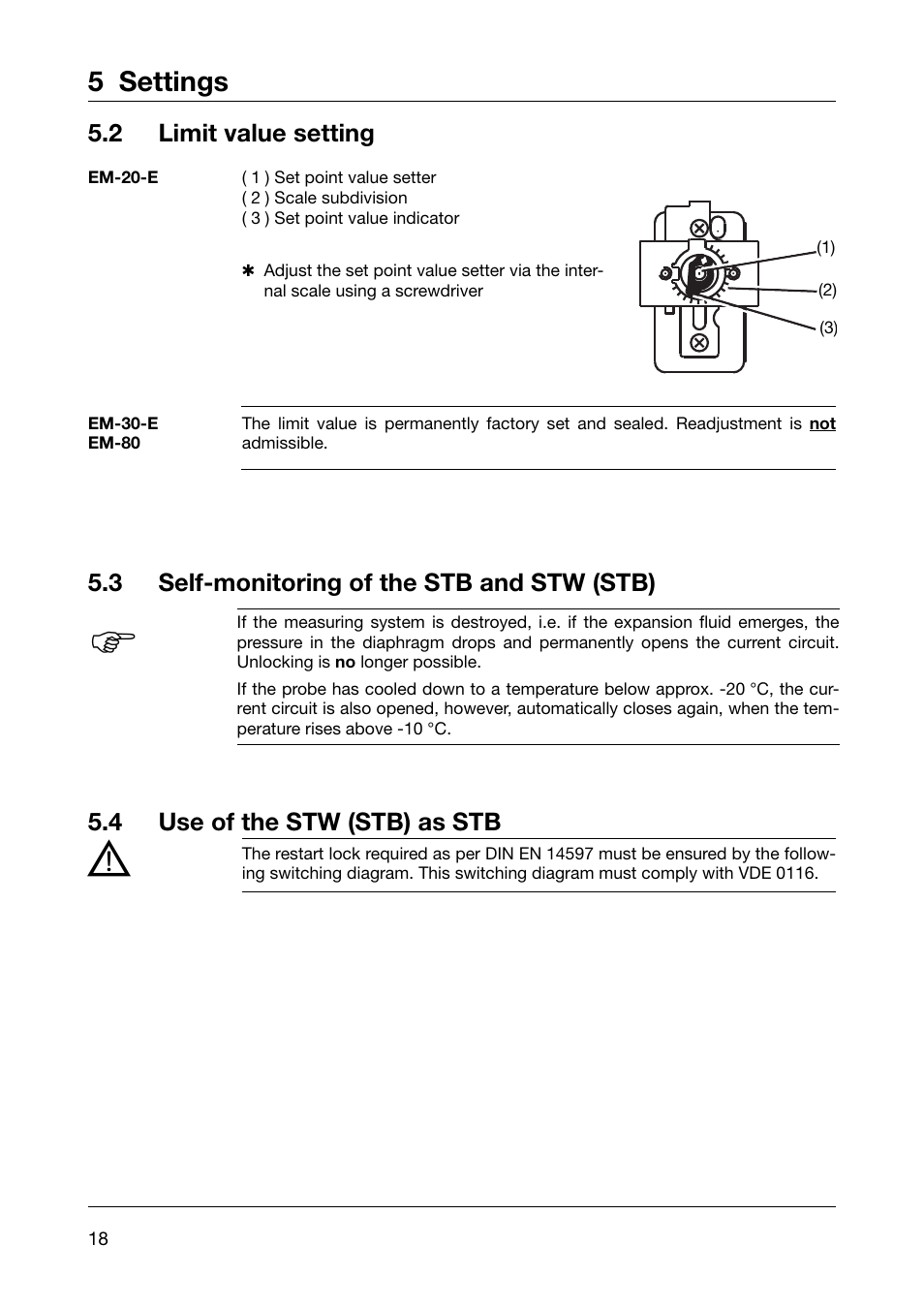 5 settings | JUMO 60.2026 Panel-mounting thermostat, EM Operating Manual User Manual | Page 18 / 24