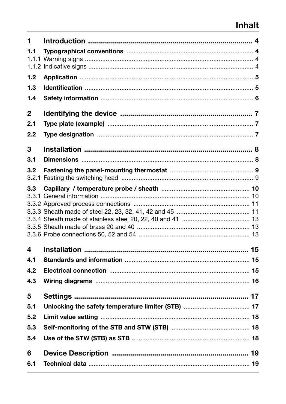 Inhalt | JUMO 60.2026 Panel-mounting thermostat, EM Operating Manual User Manual | Page 3 / 24