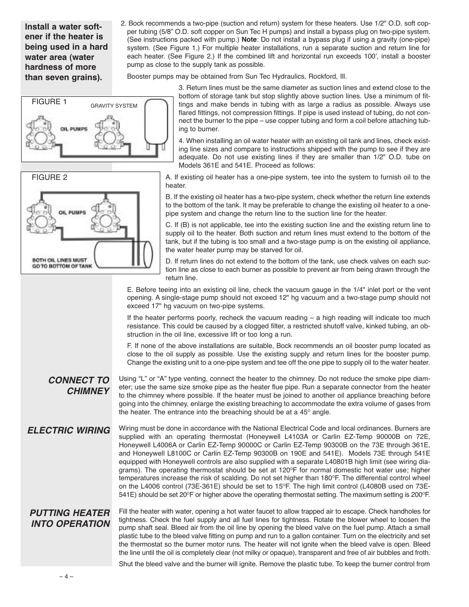 Putting heater into operation, Connect to chimney electric wiring | Bock Water heaters 73E User Manual | Page 4 / 8