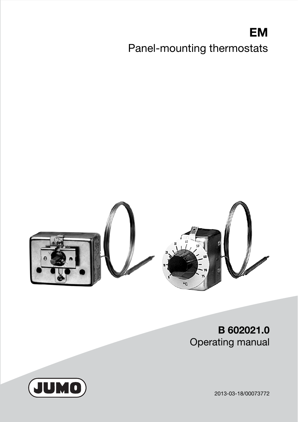 JUMO 602021 Panel-Mounted Thermostat EM Series Up to 500C Operating Manual User Manual | 28 pages