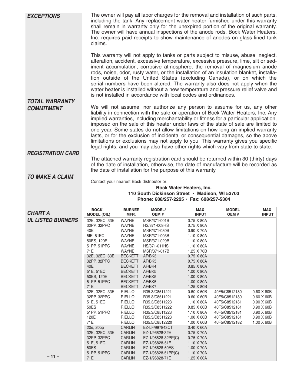 Bock Water heaters 32E User Manual | Page 11 / 12
