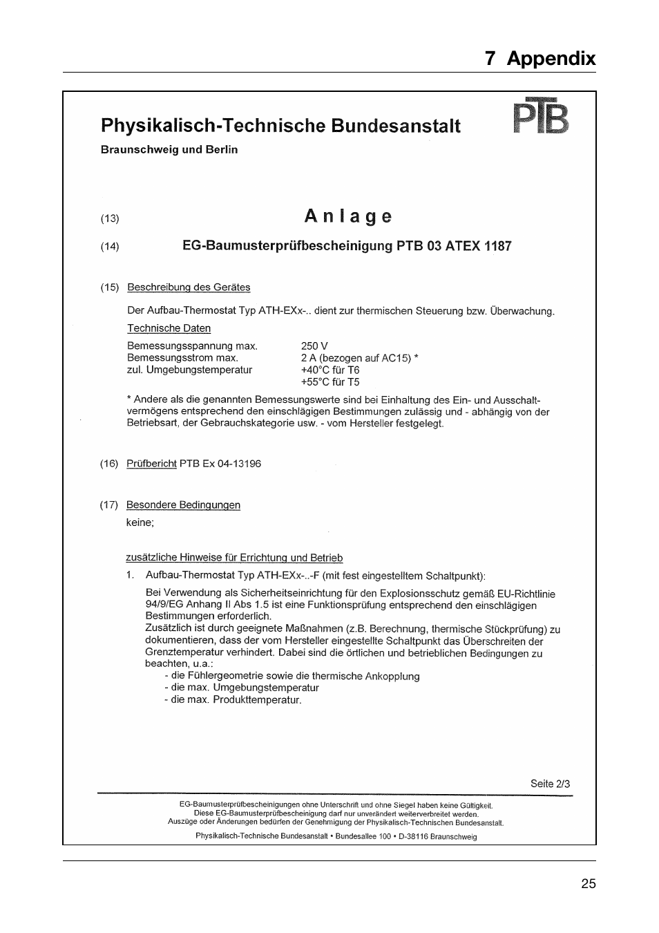 7 appendix | JUMO 60.5051 Explosion-protected surface-mounting thermostat, ATH-EXx Operating Manual User Manual | Page 25 / 32