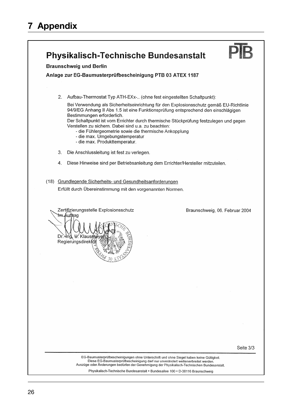 7 appendix | JUMO 60.5051 Explosion-protected surface-mounting thermostat, ATH-EXx Operating Manual User Manual | Page 26 / 32