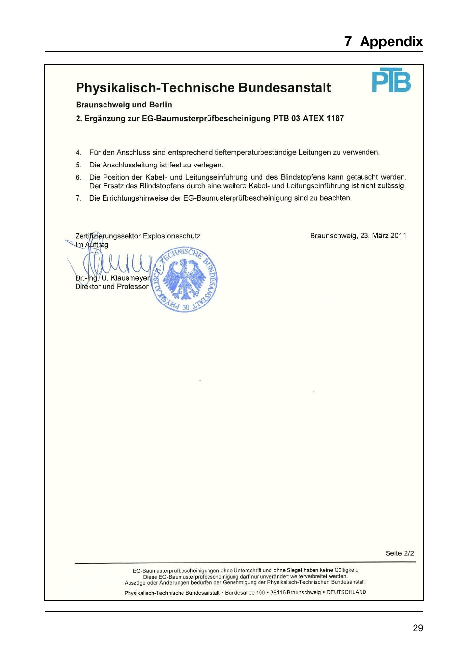7 appendix | JUMO 60.5051 Explosion-protected surface-mounting thermostat, ATH-EXx Operating Manual User Manual | Page 29 / 32