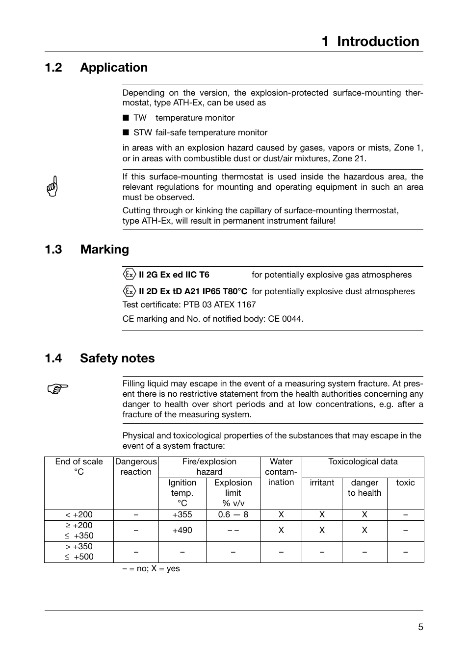 1 introduction, 2 application, 3 marking | JUMO 605041 Explosion-protected surface-mounting thermostat, ATH-EX Operating Manual User Manual | Page 5 / 24