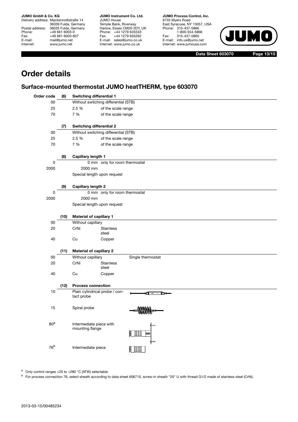 Order details | JUMO 603070 heatTHERM-AT/heatTHERM-DR Data Sheet User Manual | Page 13 / 15