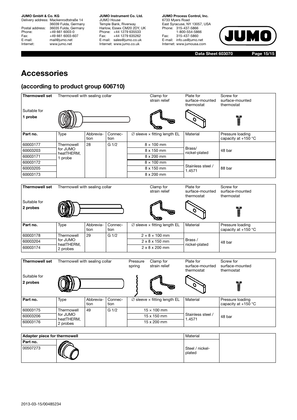 Accessories | JUMO 603070 heatTHERM-AT/heatTHERM-DR Data Sheet User Manual | Page 15 / 15
