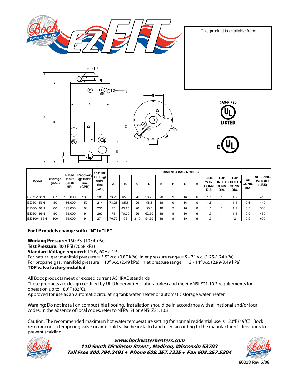 Ezfit | Bock Water heaters EZFIT User Manual | Page 2 / 2
