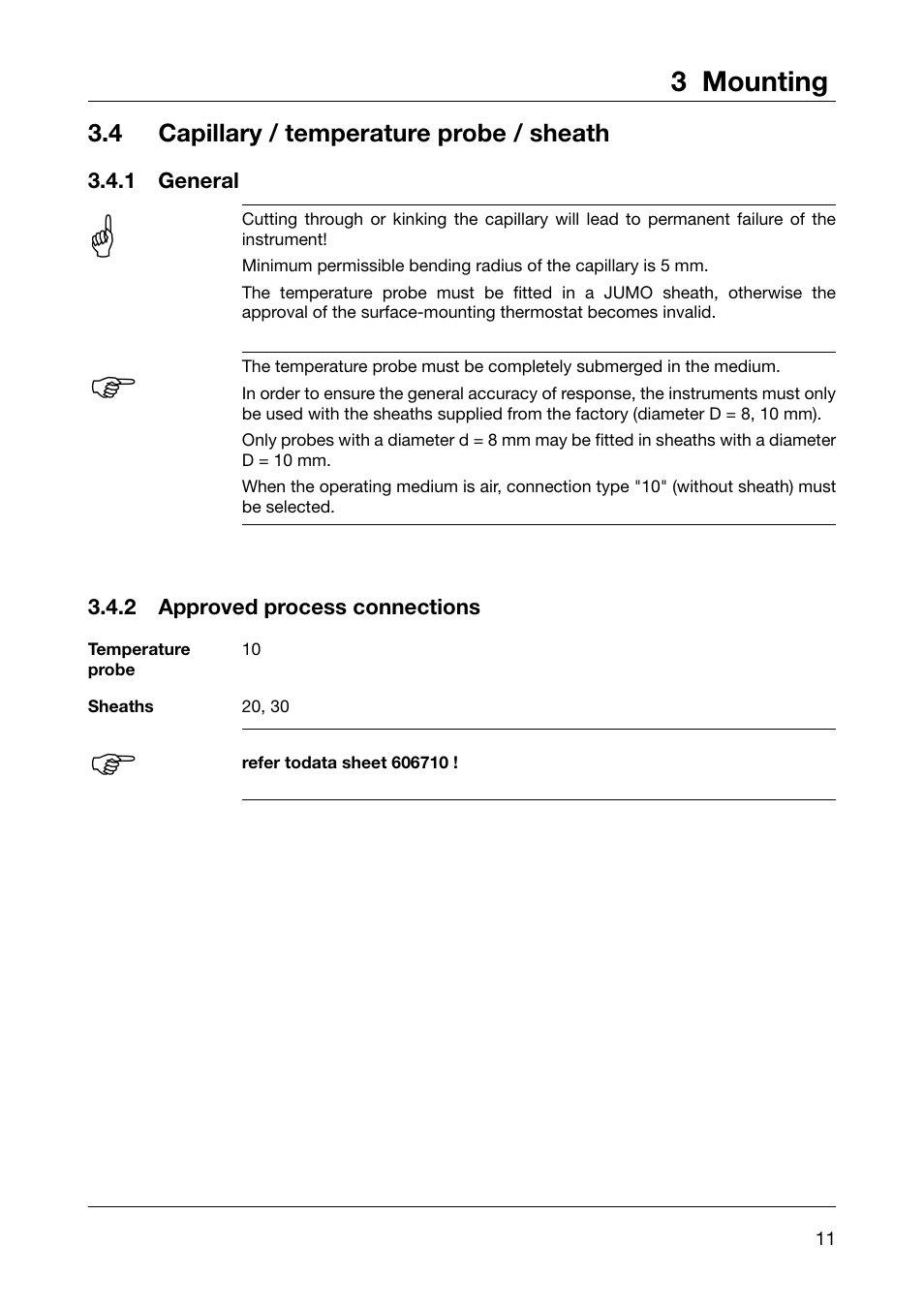 3 mounting | JUMO 60.3031 Surface-mounting thermostats, ATH.-SE Operating Manual User Manual | Page 11 / 24