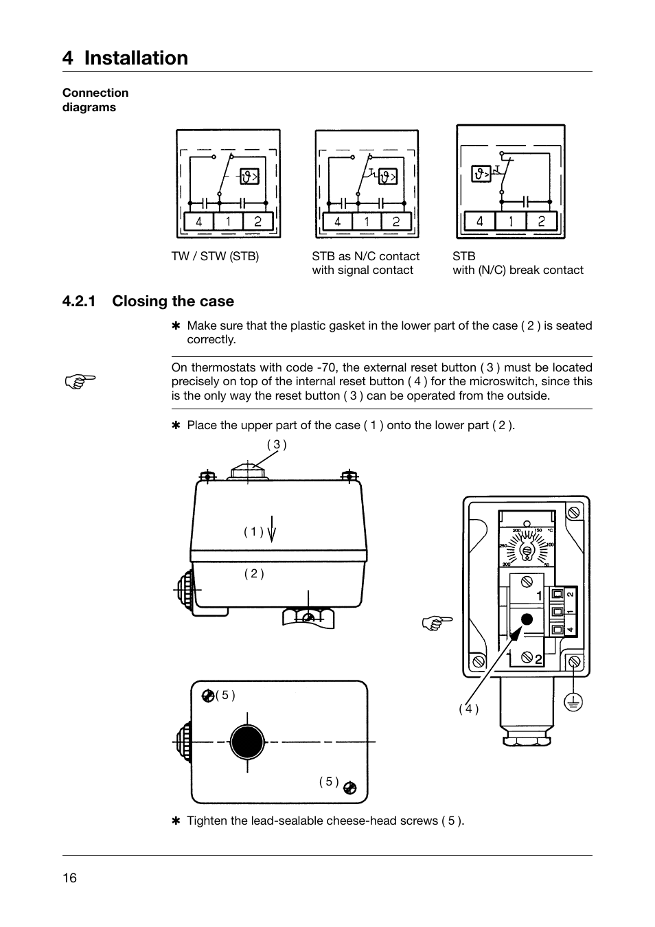 4 installation | JUMO 60.3031 Surface-mounting thermostats, ATH.-SE Operating Manual User Manual | Page 16 / 24