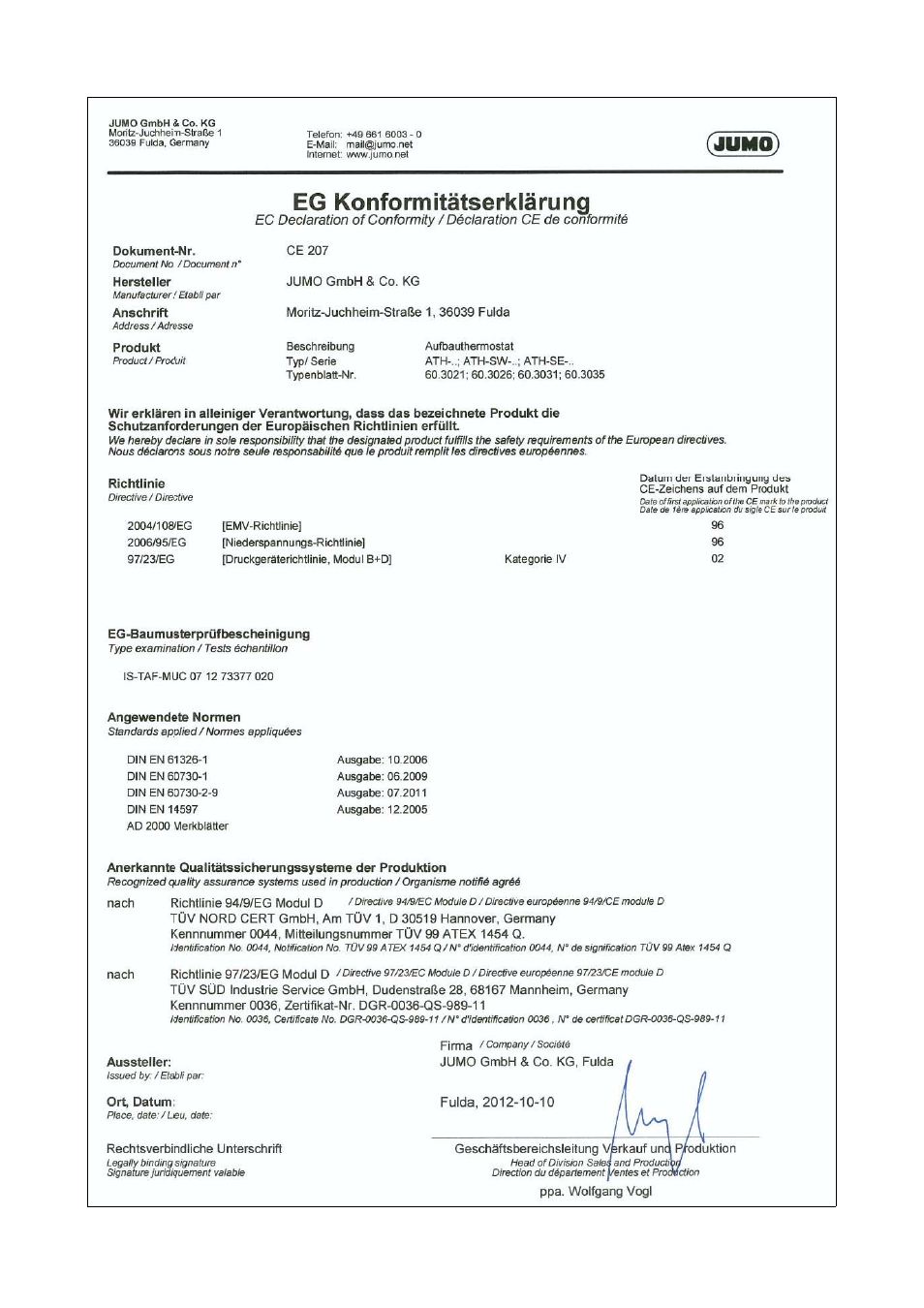 JUMO 60.3031 Surface-mounting thermostats, ATH.-SE Operating Manual User Manual | Page 22 / 24