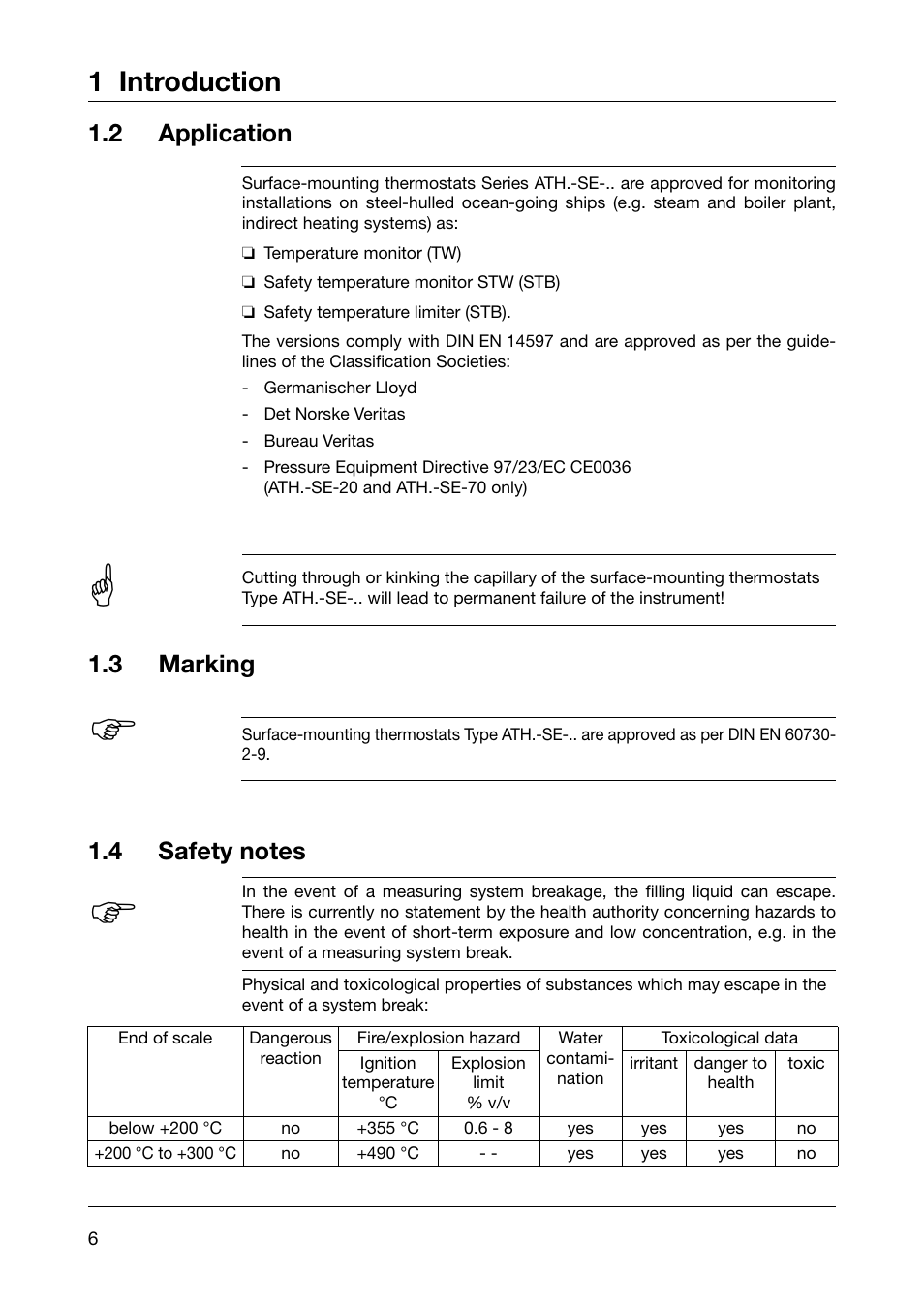 1 introduction, 2 application, 3 marking | JUMO 60.3031 Surface-mounting thermostats, ATH.-SE Operating Manual User Manual | Page 6 / 24