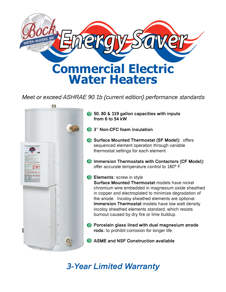 Bock Water heaters Electric Water Heaters User Manual | 2 pages