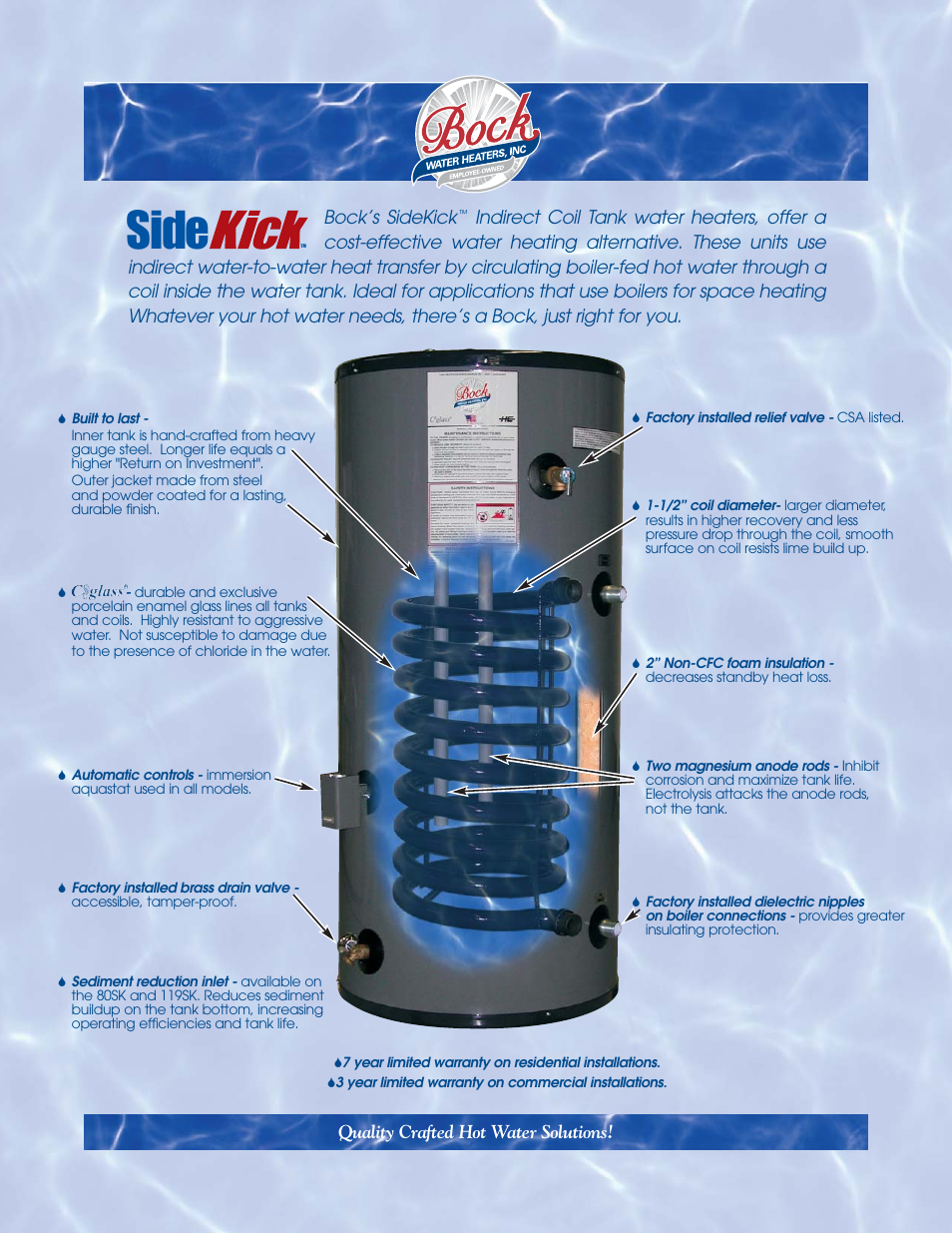 Bock Water heaters Indirect Coil Tank Water Heater User Manual | 2 pages