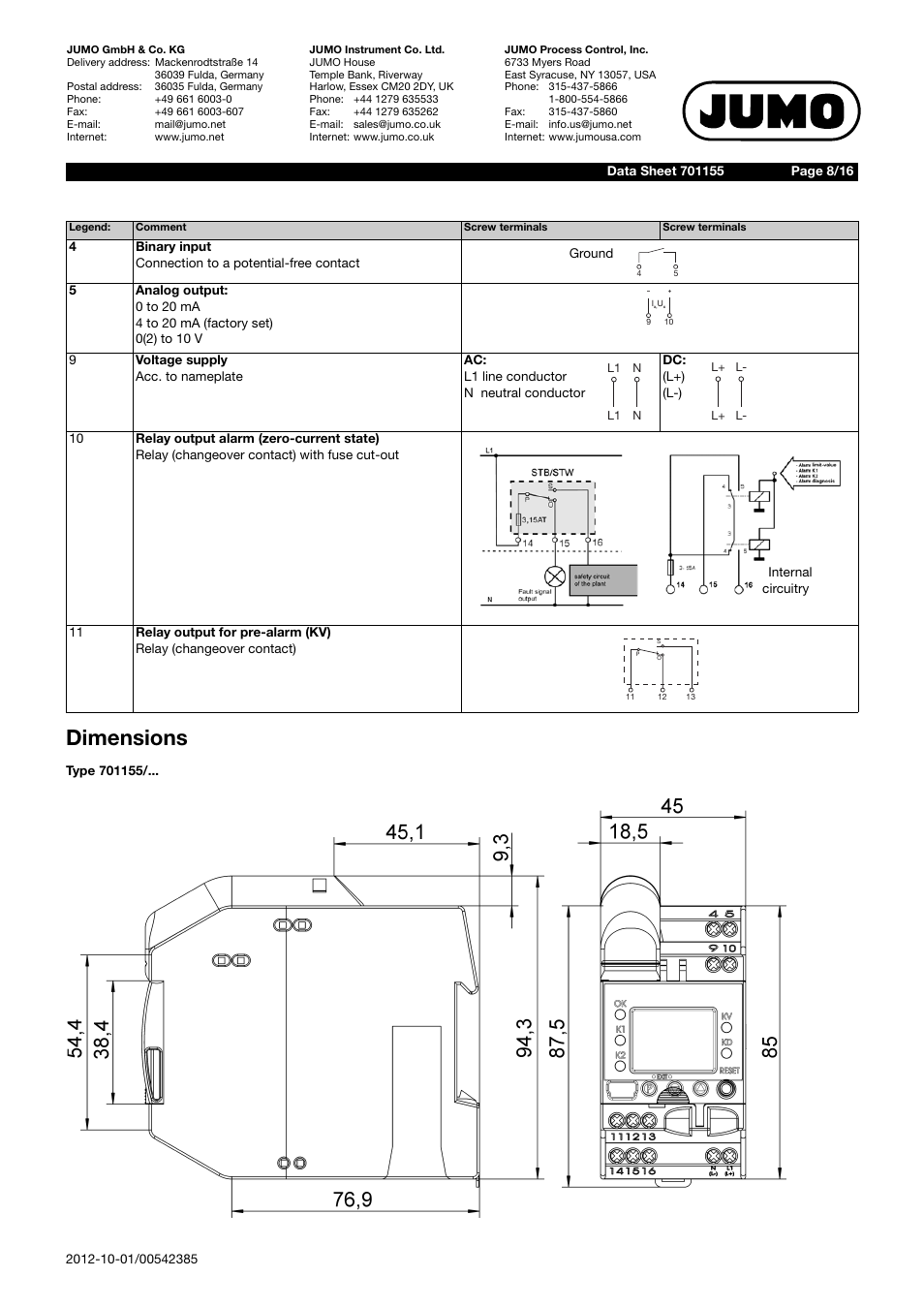 Dimensions | JUMO 14597 safetyM STB/STW Ex - Safety Temperature Limiter and Safety Temperature Monitor Data Sheet User Manual | Page 8 / 16