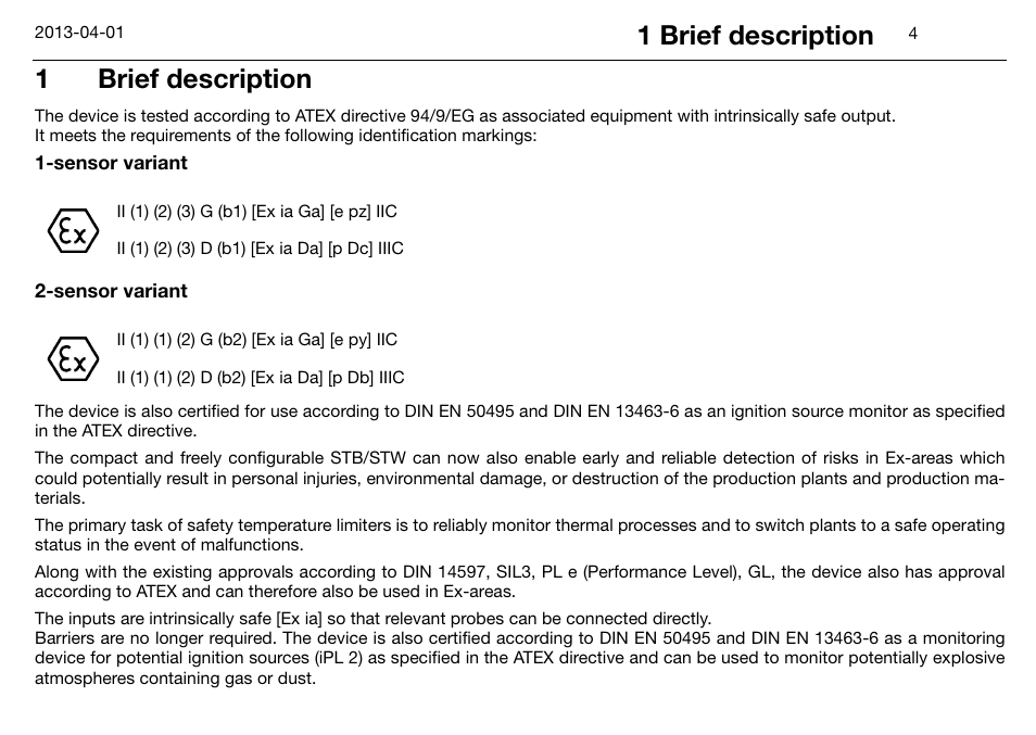 1 brief description, Brief description, 1brief description | JUMO 14597 safetyM STB/STW Ex - Safety Temperature Limiter and Safety Temperature Monitor Operating Manual User Manual | Page 10 / 144