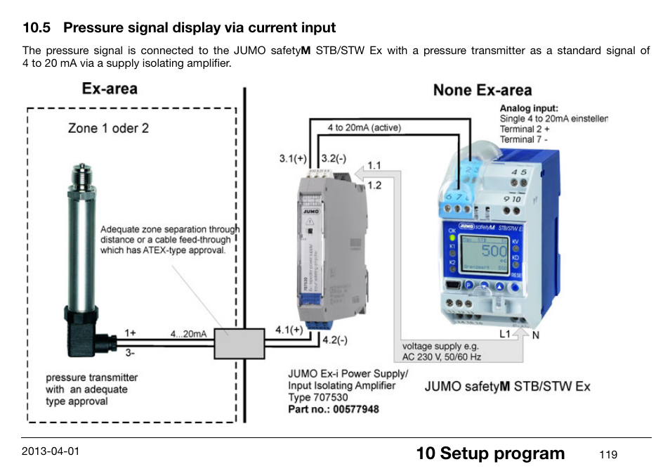 5 pressure signal display via current input, Pressure signal display via current input, Chapter 10.5 | 10 setup program | JUMO 14597 safetyM STB/STW Ex - Safety Temperature Limiter and Safety Temperature Monitor Operating Manual User Manual | Page 125 / 144