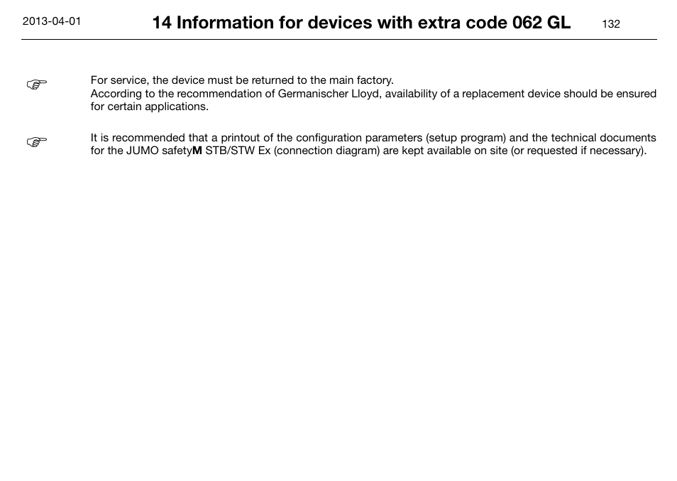 JUMO 14597 safetyM STB/STW Ex - Safety Temperature Limiter and Safety Temperature Monitor Operating Manual User Manual | Page 138 / 144