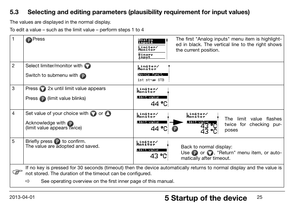 5 startup of the device | JUMO 14597 safetyM STB/STW Ex - Safety Temperature Limiter and Safety Temperature Monitor Operating Manual User Manual | Page 31 / 144