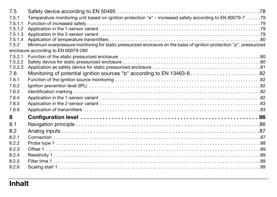 Inhalt | JUMO 14597 safetyM STB/STW Ex - Safety Temperature Limiter and Safety Temperature Monitor Operating Manual User Manual | Page 6 / 144