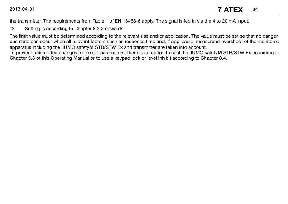 7 atex | JUMO 14597 safetyM STB/STW Ex - Safety Temperature Limiter and Safety Temperature Monitor Operating Manual User Manual | Page 90 / 144