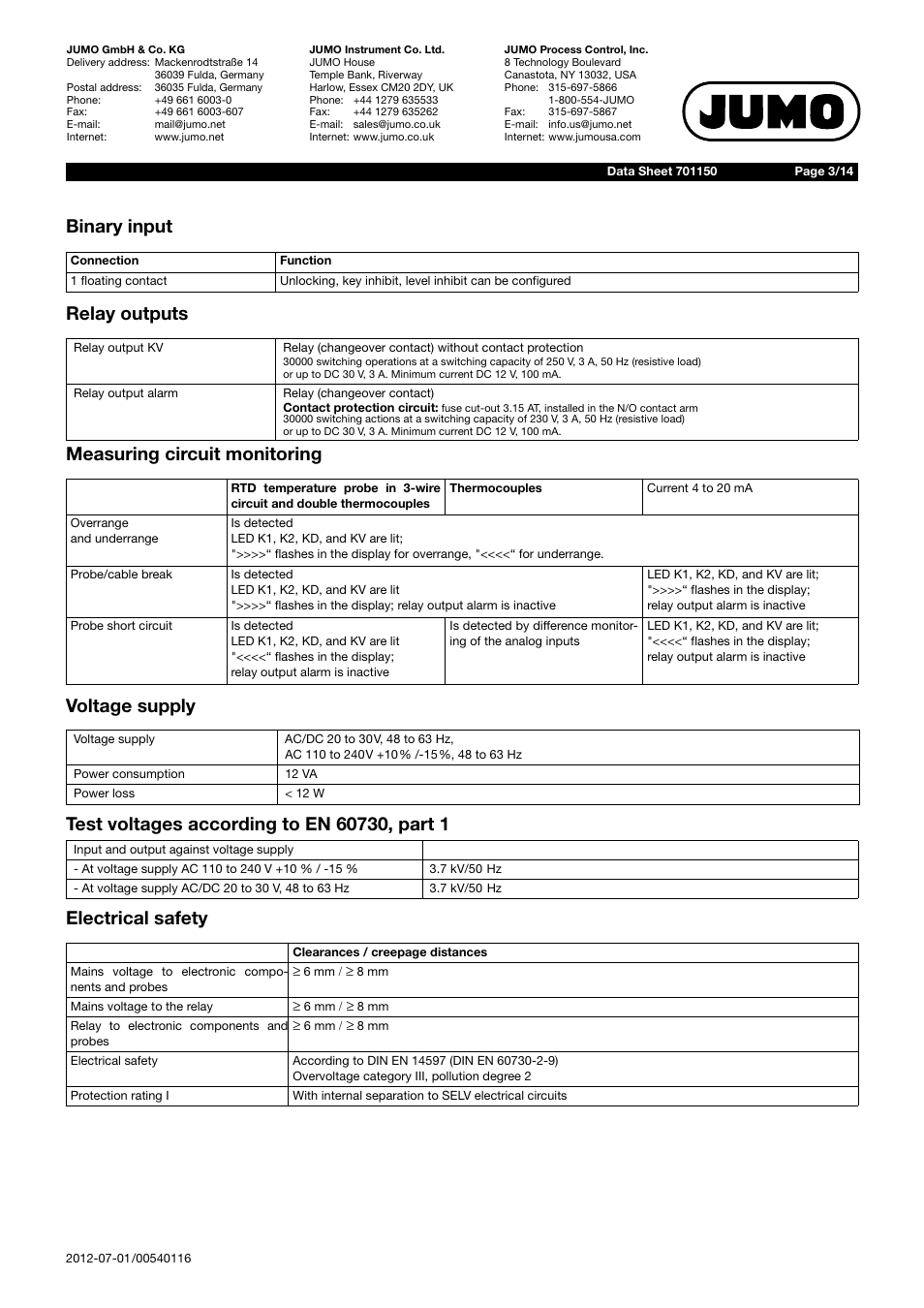 JUMO 701150 14597 safetyM STB/STW - Safety Temperature Limiter and Safety Temperature Monitor Data Sheet User Manual | Page 3 / 14