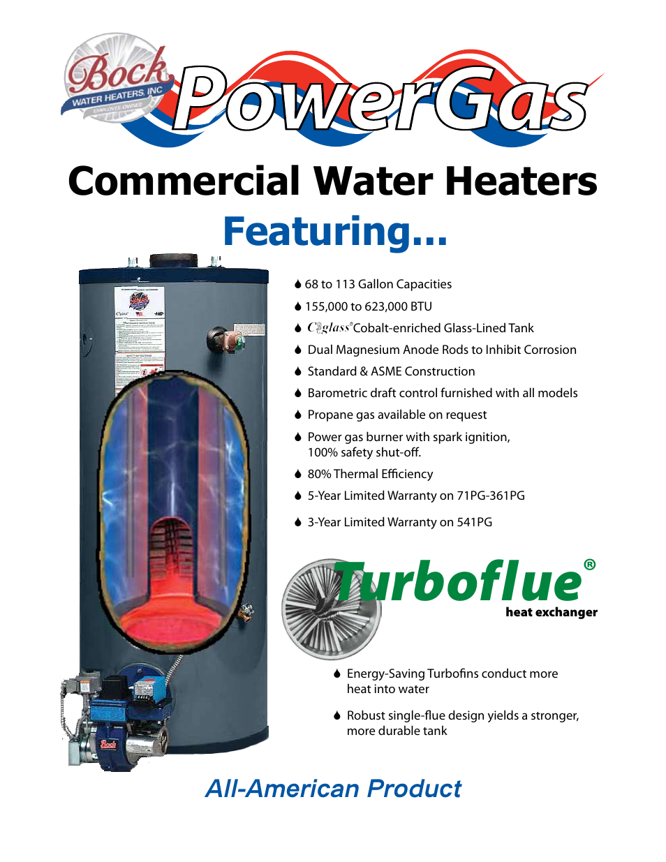 Bock Water heaters Turboflue 71PG-361PG User Manual | 2 pages